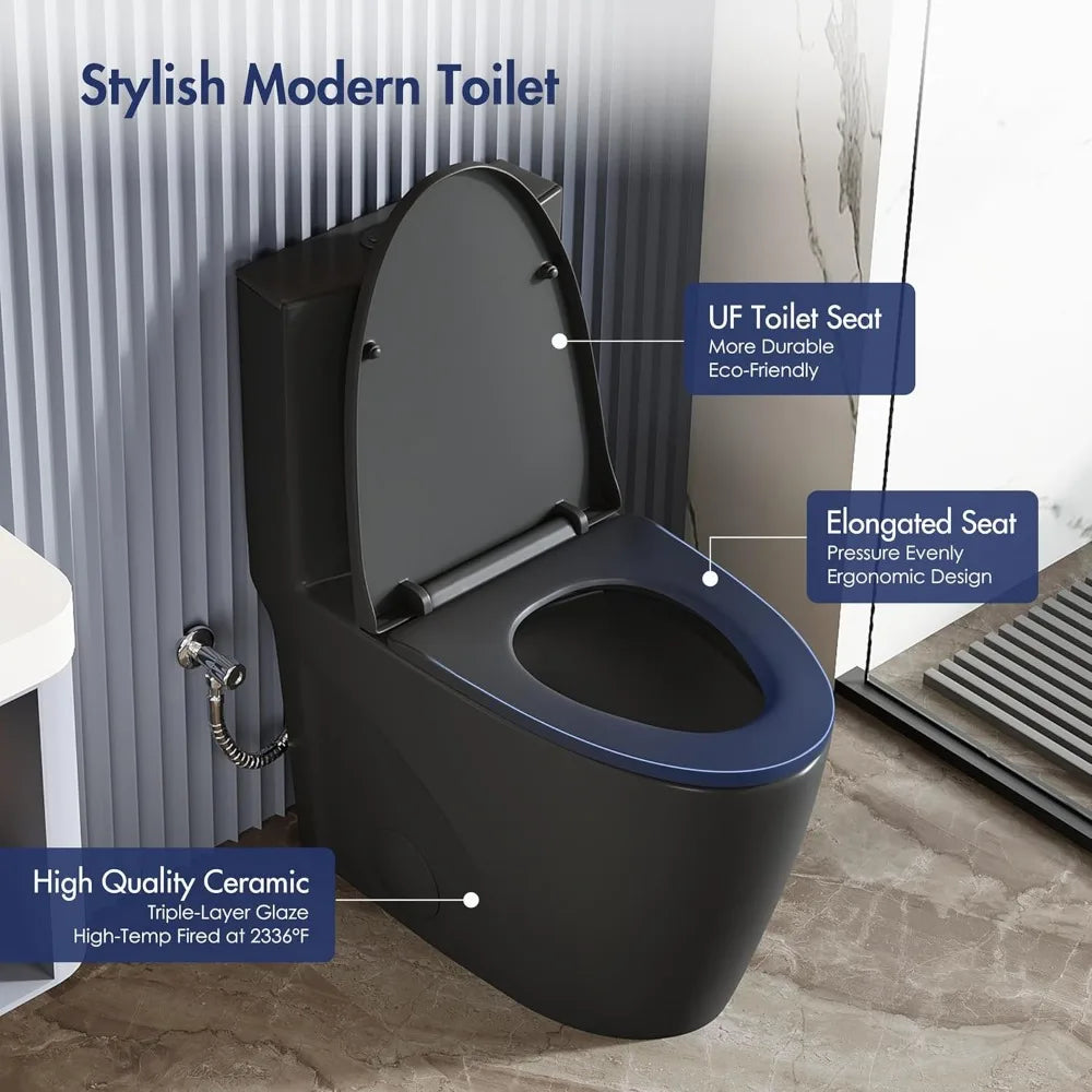 Elongated One Piece Toilet Dual Flush 1.1 To 1.6 GPF