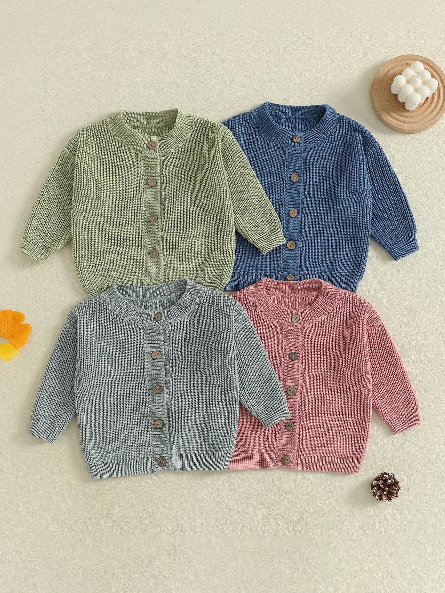 Guangdong Girls Knit Cardigan Round Neck Button Front