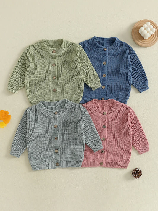 Guangdong Girls Knit Cardigan Round Neck Button Front