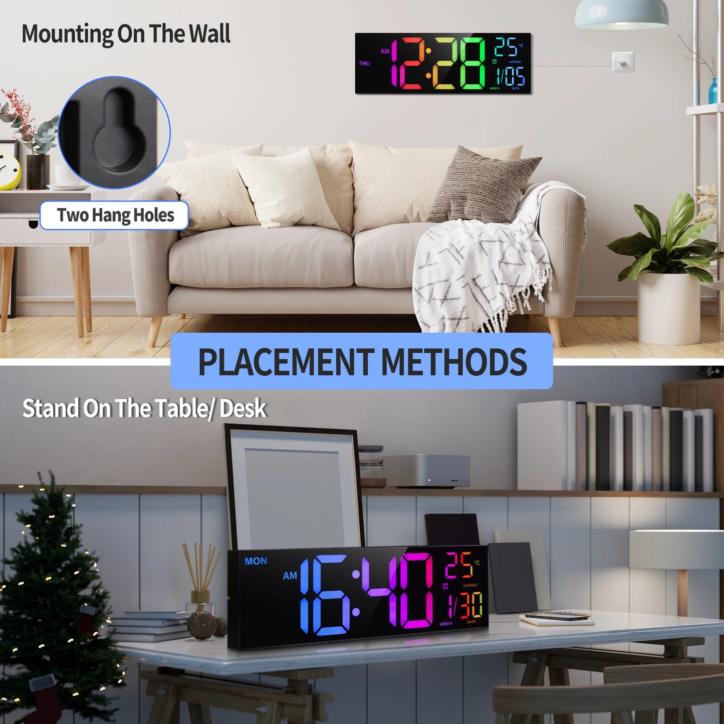 Hignconcerned Digital Wall Clock With Large LED Display