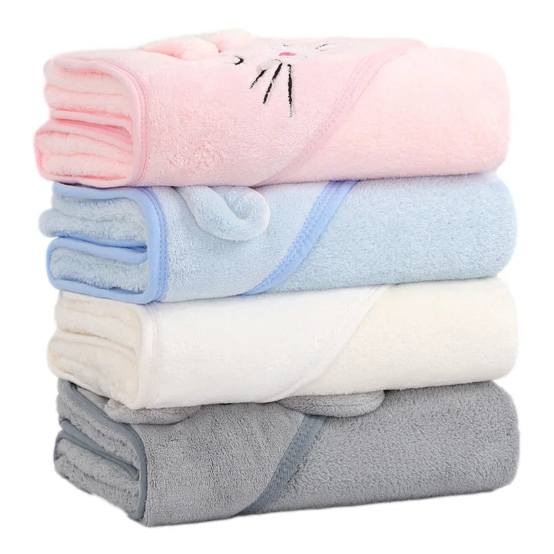 Cartoon Animal Hooded Baby Bath Towels Soft Newborn Toddler