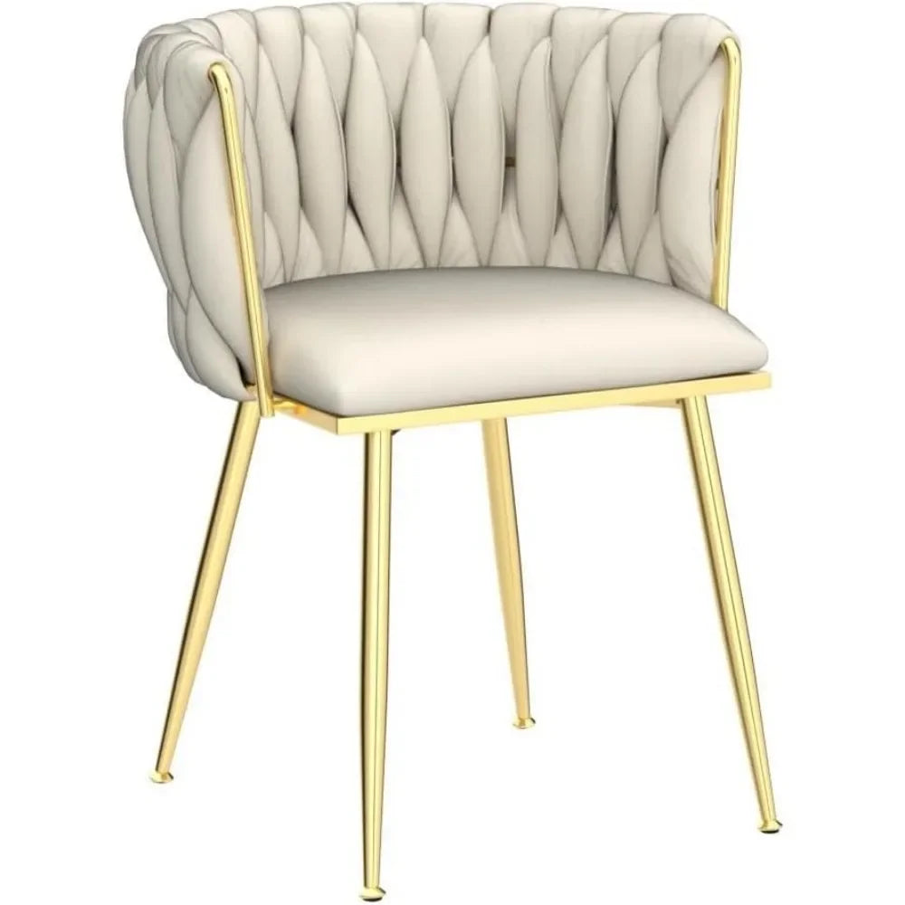 DAFIFY Woven Upholstered Velvet Dining Chairs Metal Legs