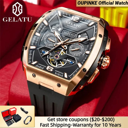 GELATU 6013 Watch For Men Waterproof Dual Calendar Silicone