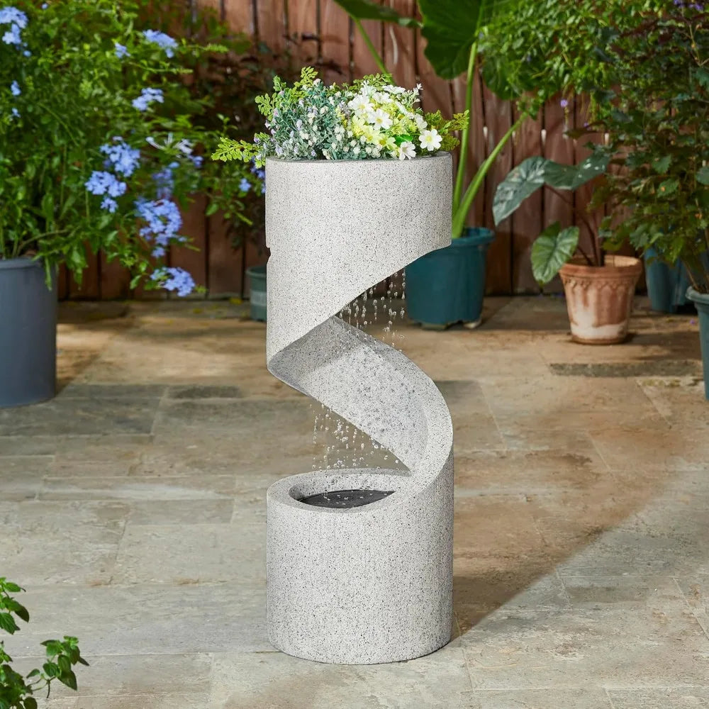Glitzhome Tiered Outdoor Water Fountain With LED Lights