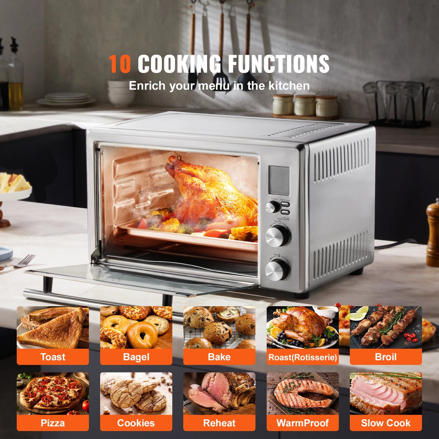 SucceBuy 10 In 1 Multifunctional Convection Oven 1800W