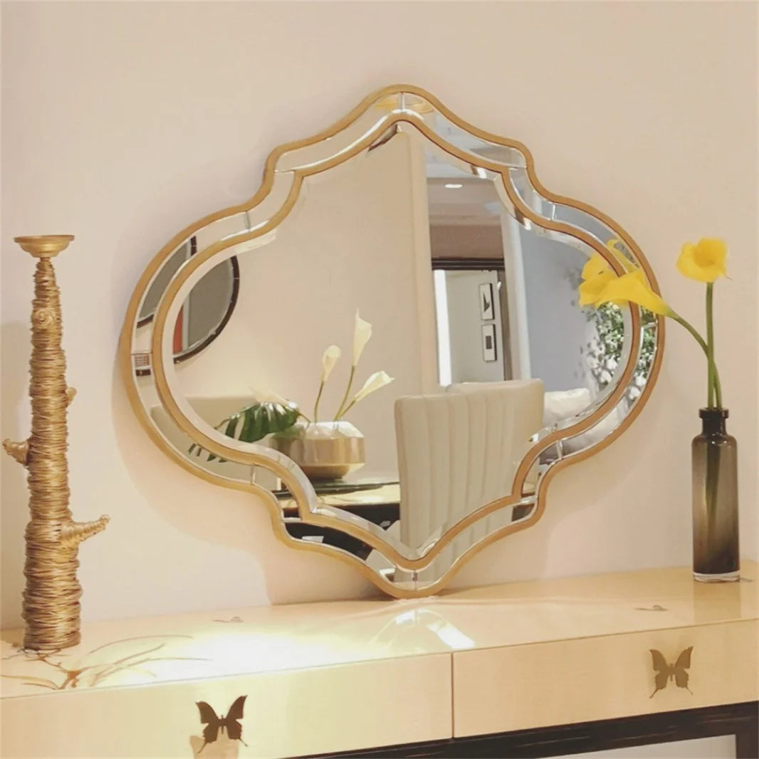 Hign-concerned Gold Wall Mirror Glass Frame Golden Rim