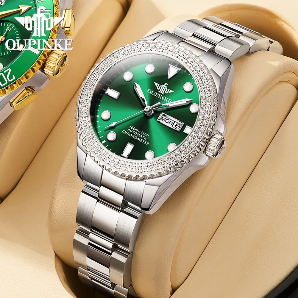 OUPINKE 3205 Full Diamond Ladies Mechanical Luxury Watch