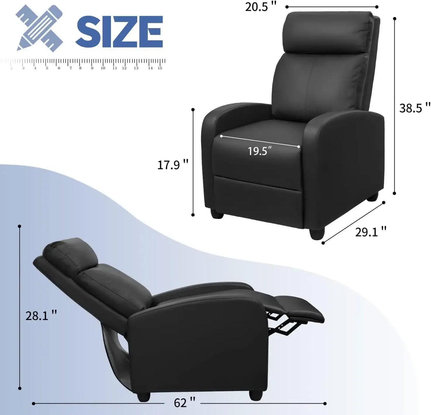 XMSJ Massage Recliner Chair PU Leather Home Theater Seating