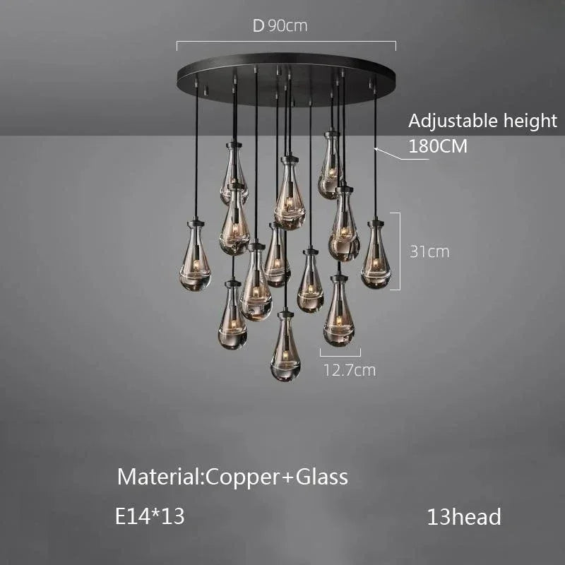 Modern E14 Crystal Vintage Water Droplet Pendant Chandelier
