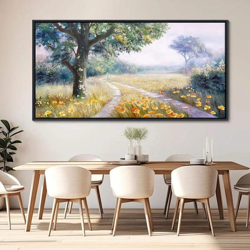 Retro Countryside Path Landscape Framed Wall Art Farmhouse