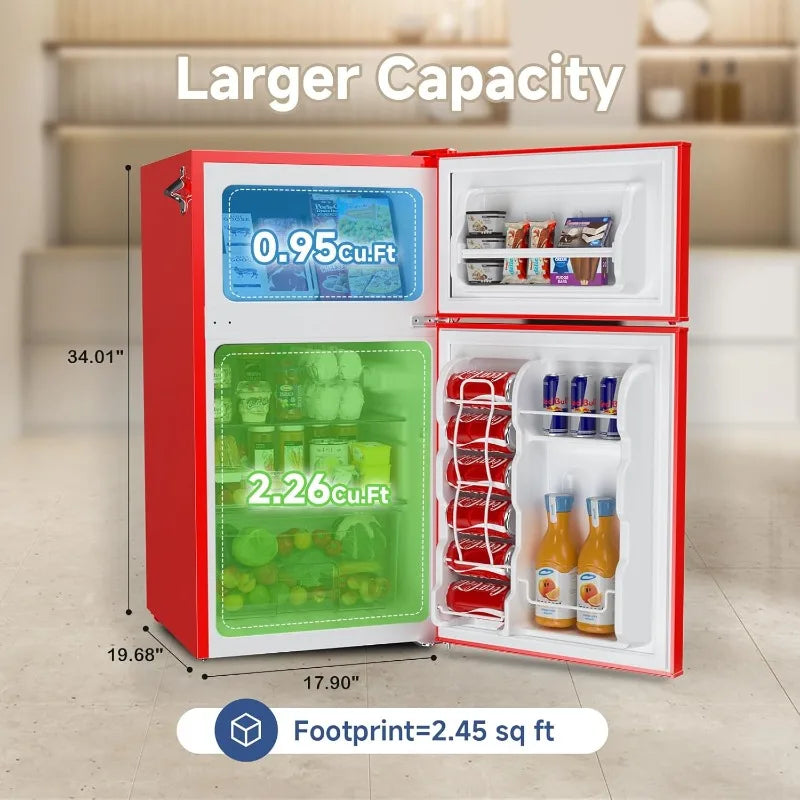 XMSJ Mini Fridge Freezer Compact For Bedroom Dorm Unit
