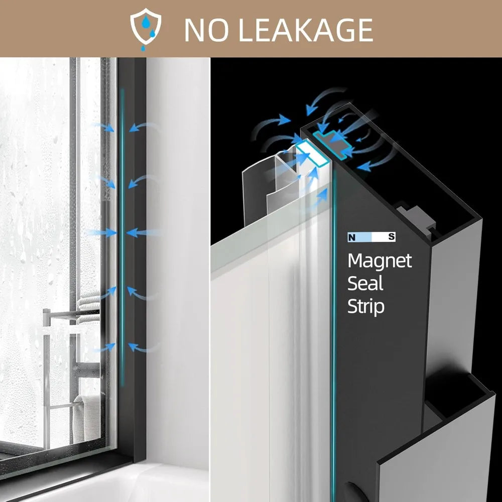 XMSJ Semi Frameless Tub Shower Door Bypass Bath Glass