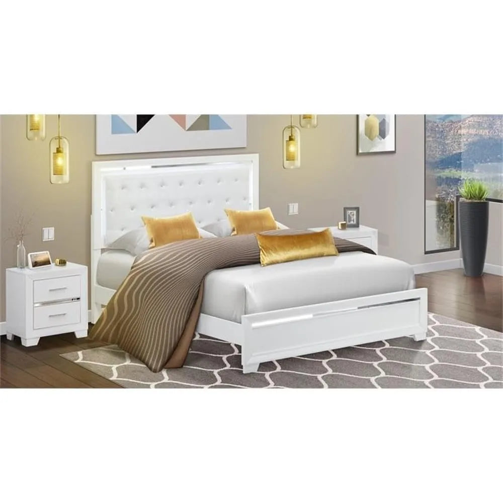 MKDK 3 Piece Bedroom Set With Adjustable LED Headboard