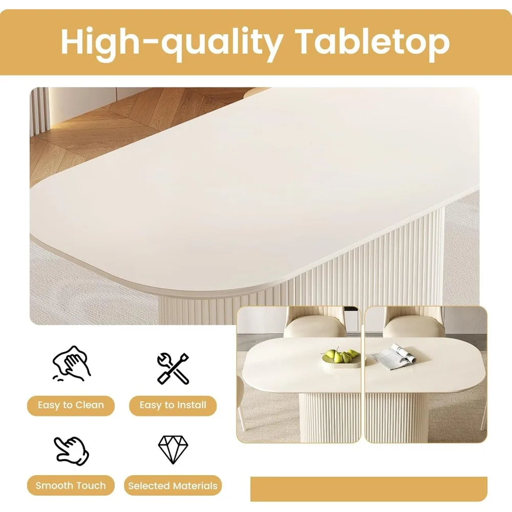 Ticify Modern Dining Table With Pedestal Base And Top