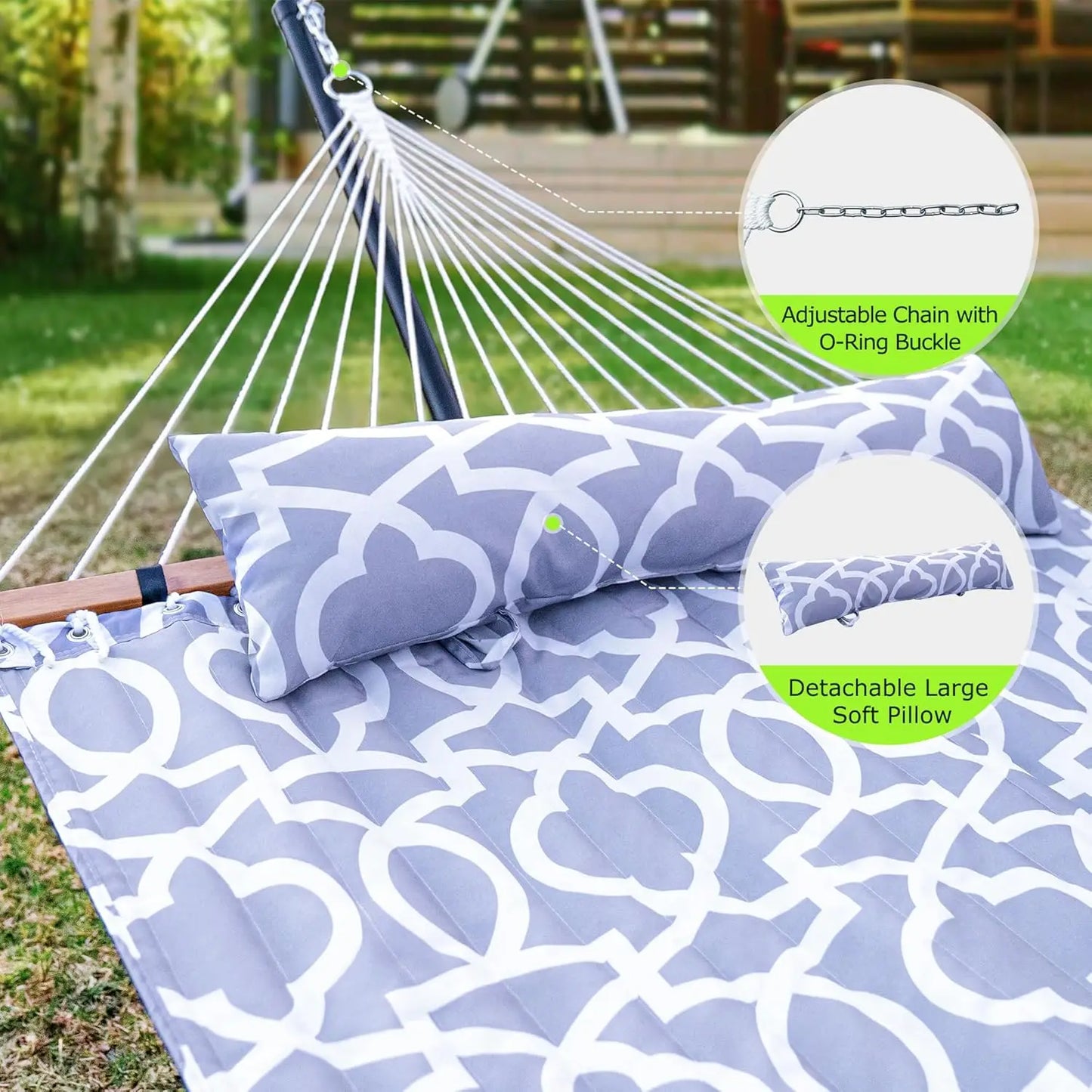 YTYI Double Hammock With Stand For Outdoor Patio Garden