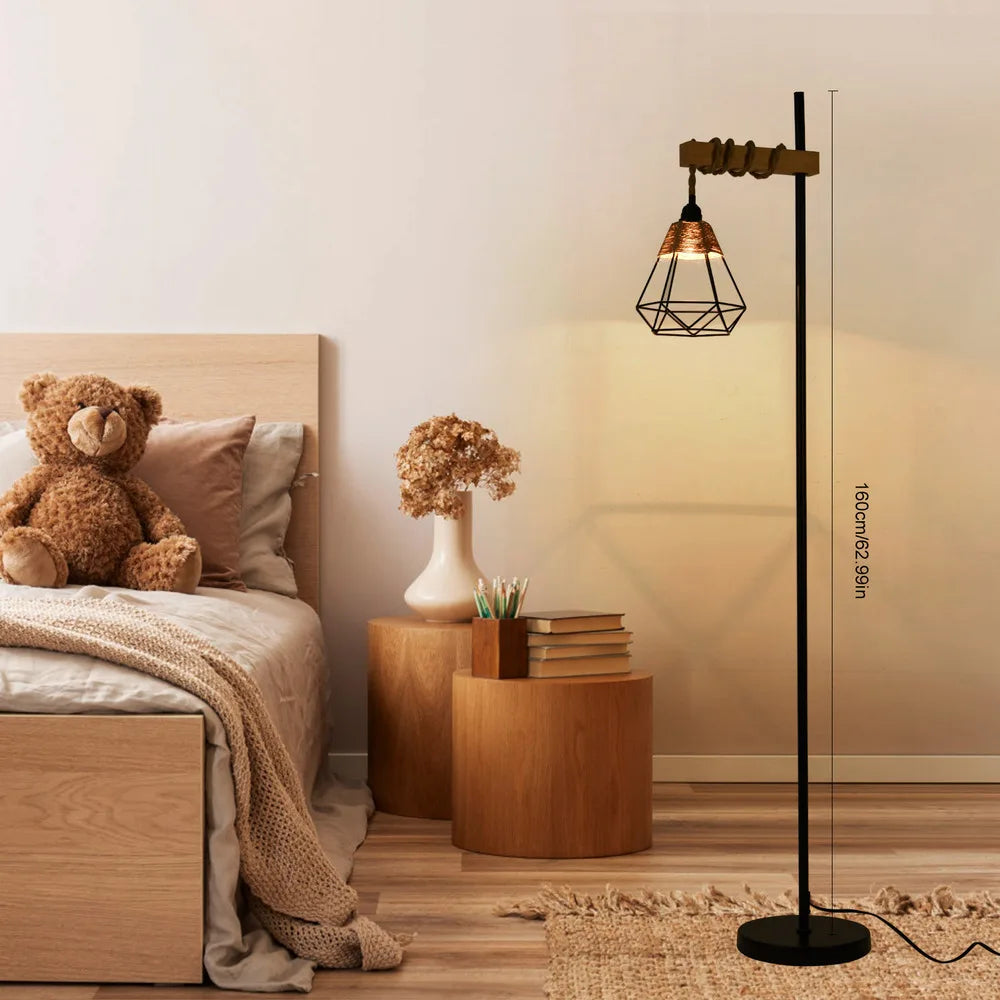 Bymaocar Retro Smart Floor Lamp Tall Rattan Lampshade