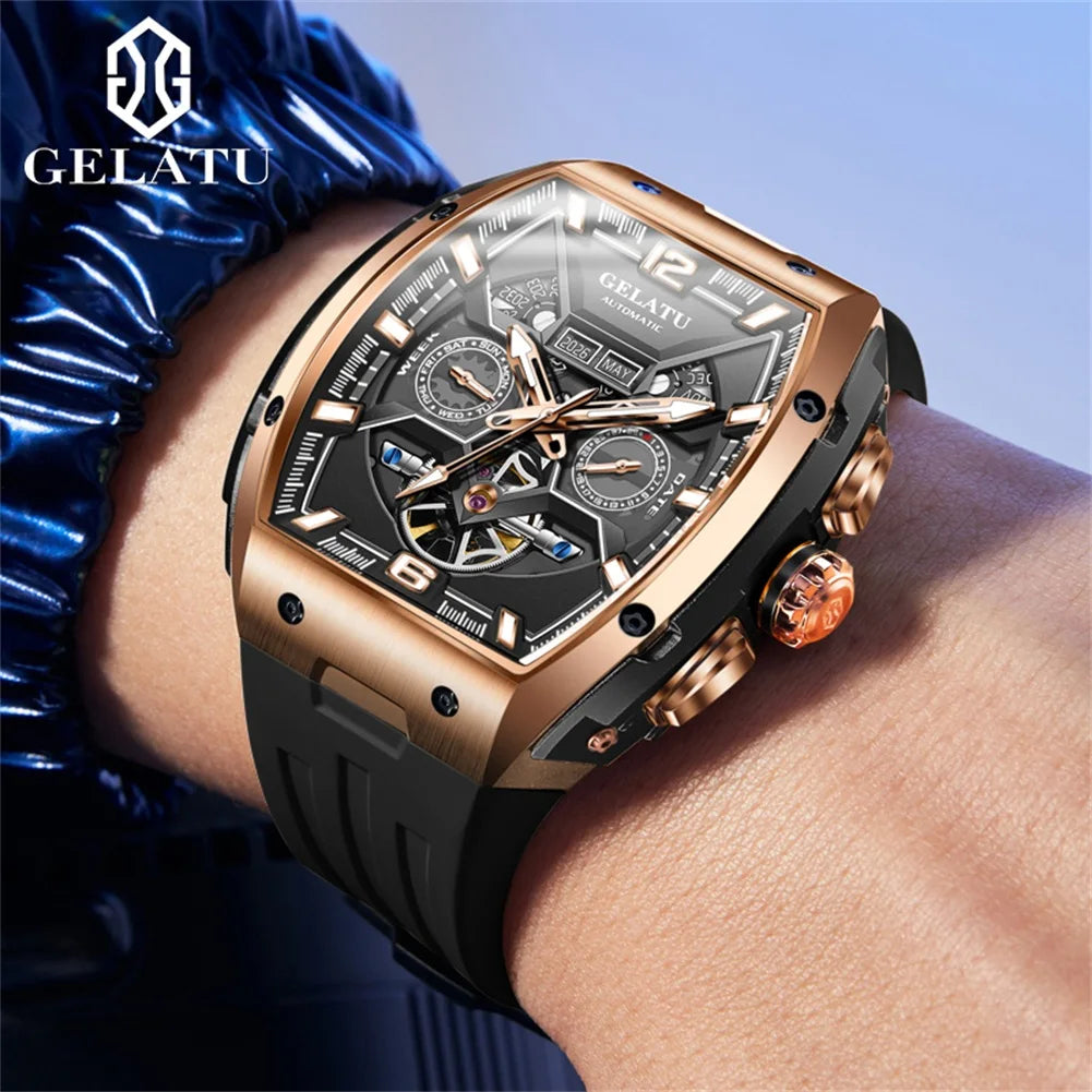 GELATU 6013 Watch For Men Waterproof Dual Calendar Silicone
