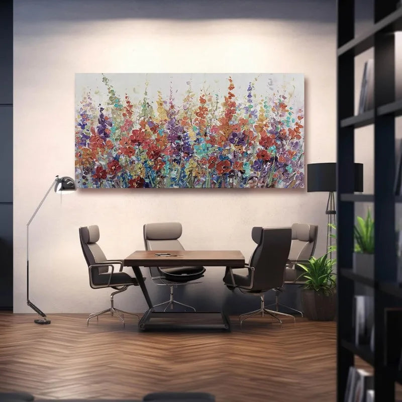 Hign-concerned Flower Textured Wall Art Bedroom Living Room