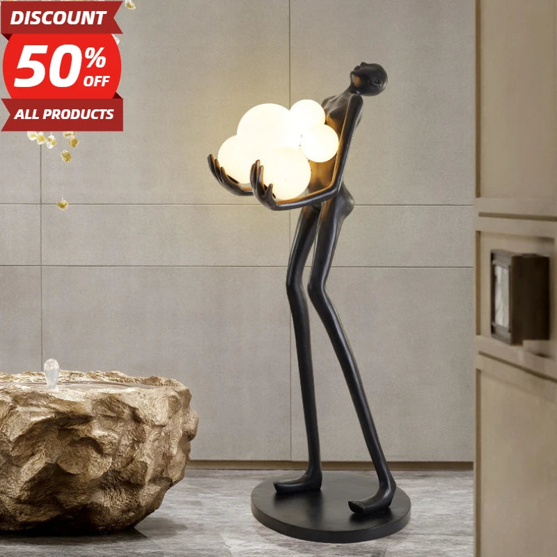 Nordic Humanoid Floor Lamp Sculpture Design Exhibition Hall