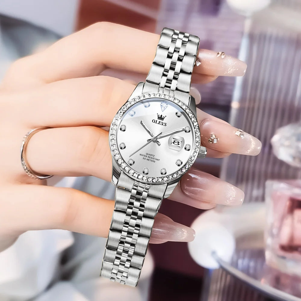 OLEVS Elegant Women Wristwatch Quartz Diamond Dial Style